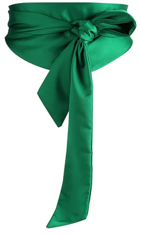 mini kitty Cinturones de satén para mujer, cinturón de lazo para novia, damas de honor, cinturón de vestir para boda, graduación, ocasión nocturna, verde, talla única
