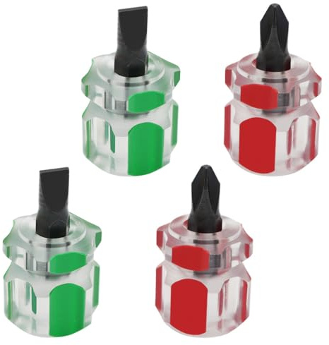 EIHI 4 Stücke Schraubendreher Kurz Nähmaschinen-schraubendreher Mini Stubby Schraubendreher Flachkopf Schraubendreher Kreuz-kopf Schraubendreher für Nähmaschinen oder Enge Stellen,DIY Reparieren