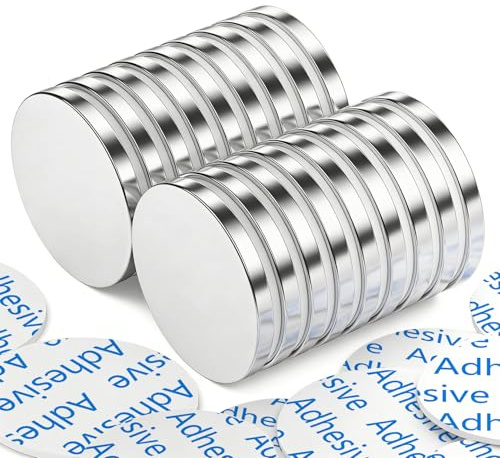 Grtard Neodym-Magnete, robuste runde Seltenerdmagnete, superstarke Neodym-Scheibenmagnete, starker Magnet mit doppelseitigem Klebeband (Silver, 24 Pack)