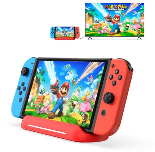 5 in 1 Switch Dock for Nintendo Switch OLED TV Adapter Switch Docking Station with HDMI USB 3.0 Port Type C Charging Type C Connectors Travel Switch Base Portable USB C Hub Stand