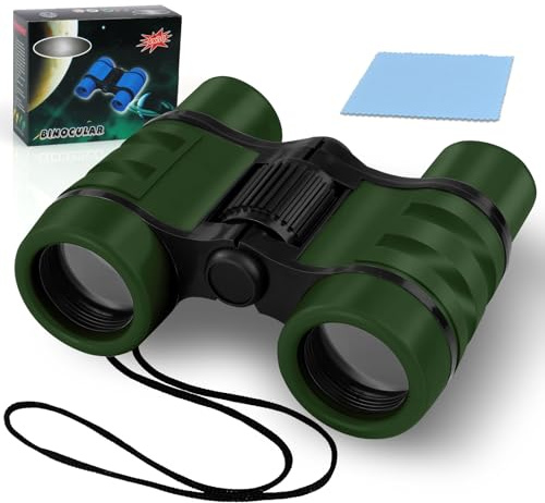 OSDUE Jumelles Enfant, Grossissement 4X30, Jouet Enfant 4-12 Ans, Jumelles pour Enfants Jouet Parfait pour Les Petits Garcons et Filles Cadeau de Noël Enfants Jeux Exterieur, Antidérapant, Vert armée