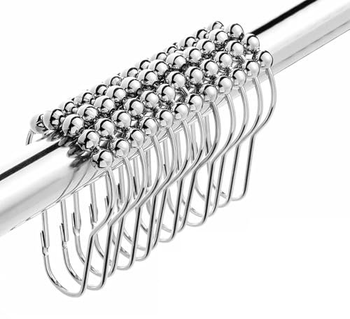 SHSHbuy Anelli per Tende da Doccia,24 Pezzi Anelli per Tende da Aprire,Antiruggine Anelli da Doccia con Sistema di Scorrimento per Tenda,Finestra Della,Camera