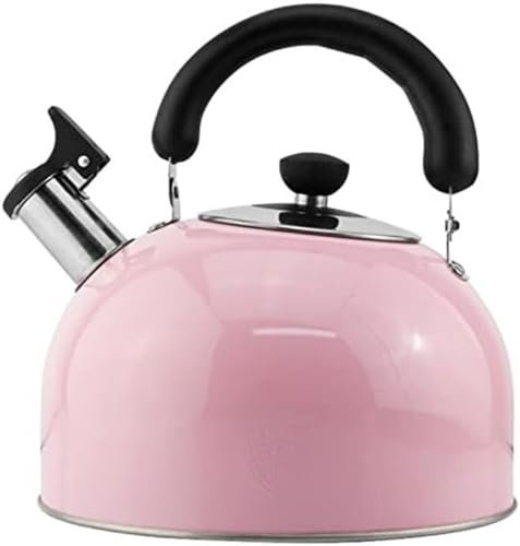GZKDKZB Wasserkocher für den Herd, Teekannen für den Herd, Flötenkessel, Flötenkessel für Süßigkeiten, Edelstahl, für den Herd, Teekanne mit Teesieb und Induktionsherd (Farbe: Rosa, Größe: