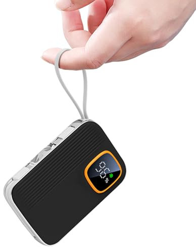Power Bank Caricabatterie portatile con cavi integrati, ricarica rapida da 22,5 W, 10000 mAh, 4 uscite e display LED, batteria USB C per iPhone 16 45 e Android (nero, milliampere, 10000)