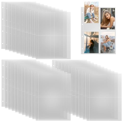 30 Stück Postkarten Album, 2 Fach Fotohüllen Doppelseitig Transparentes, 4 Fächer Sammelkarten Hüllen A4, Top Loading Postkartenhüllen, Sammelhüllen Foto Hüllen für Hochzeits, Familien, Reise