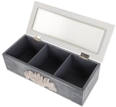 Healvian Caja Organizadora De Bolsitas De Té De Madera Joyero Con Almacenamiento Transparente Visibilidad Diseño Elegante