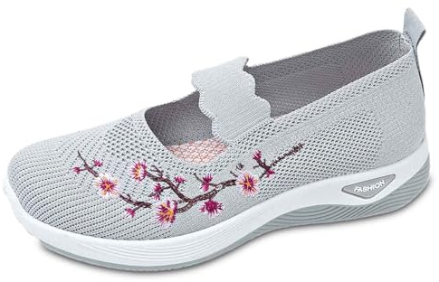 Chaussure Orthopédique Femme Chaussures Confort Pieds Larges Sandales Plateforme Basket Plates pour Femmes Mode Et Sport Mules Ballerines Confortable De Marche Orthopediques Tennis,Grey,43