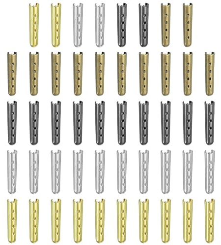 PATIKIL Skosnöre spetsar, öppen mun aglets skor spetsband ändspets lock ersättning för klädsträngar, Silver/svart/brons/gyllene, 23mm