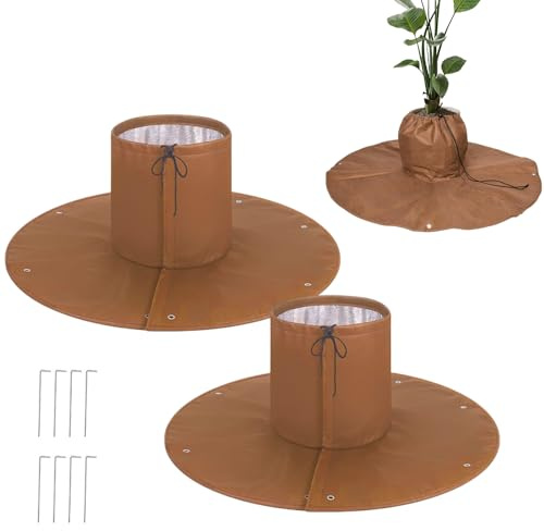Afenau Winterschutz für Palmen Wurzel, 2 Stück Ø100cm Palmenwurzelschutz, Einstellbar Winterschutz Olivenbaum, Winterschutz Pflanzen Außen für Pflanzen und Bäume bis 30cm Durchmesser
