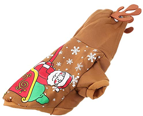 Toyvian Weihnachtskleidung für Hunde Baumwolle Hundekostüm Warmes Haustier-Outfit Weihnachts-Cosplay für Kleine Tiere Tierbekleidung für Winterfotoshootings