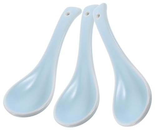 VANZACK 3 pezzi Cucchiai da Zuppa in Ceramica Semplice con Manico Corto Cucchiai Multiuso Leggeri e Compatti Adatti per Porridge e Minestra Colori Casuali Colore Casuale Colore Casuale