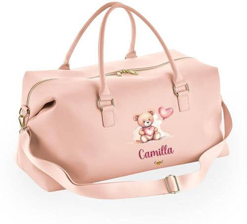 Borsa Parto Ospedale Mamma Personalizzata con Nome, Mommy Bag Grande in Ecopelle Personalizzabile per Maternità, Cambio Neonato, Bambino, Viaggio, Borsone Donna, Resistente, Tracolla (Rosa)