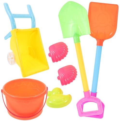 Alasum Set Giocattoli da Spiaggia 6 Pezzi Carriola e Pala, Secchio Resistente in Plastica Colorata, Giochi Educativi per Spiaggia, Parco e Cortile Colore Casuale