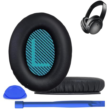 Replacement Earpads for Bose QuietComfort 15 QC15 QC25 QC2 /Ae2 Ae2i Ae2w/SoundTrue & SoundLink Headphones Ear Pads,Soft Protein Leather,Noise Isolation Foam-Black&Blue