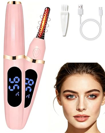 Wimpernzange Beheizbar, Beheizbare Wimpernzange USB Wiederaufladbar, Wimpern Curler Elektrisch 3 Einstellbare Temperaturstufen Schnellaufheizung in 10 Sekunden für Alle Wimpern Geeignet -Rosa