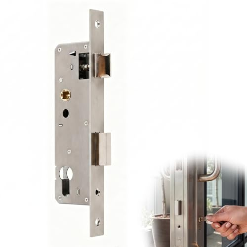 Zolara Cerradura de marco tubular, cerradura de embutir, cerradura de embutir con llave de paletas, compatible con puerta principal, puerta interior, cerradura de embutir para puertas de metal