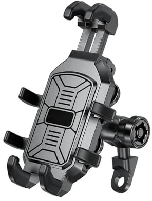 RORVECQ Motorcykelmobilhållare Med Vibrationsdämpare Anti-Skaka 720° Justerbar Stöldskydd För 5.4''-6.9''(Rearview Mirror)