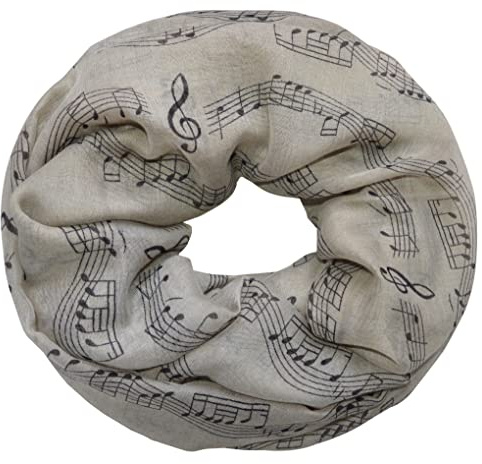 thb Richter Schlauchschal/Schal und Krawatte/Necktie mit Musiknoten Notenschlüssel für Musik-Veranstaltungen Chor Rundschal Loopschal Kunst