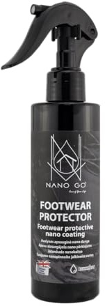 NANO GO FOOTWEAR/SHOE PROTECTOR SPRAY 200ml - Long Life Shoe & Trainer Protector Spray, Creates Hydrophobic Layer for Easy Cleaning & Reduced Odour