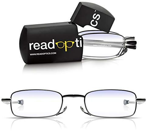 Read Optics Bluelight Blocking Glasses 3.5, Super Compact Protective Foldable Reading Glasses for Screen, Gaming, Digital Use, Small Black Case Fits Easily into Pocket or Bag