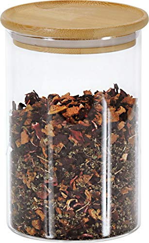KESPER Vorratsbehälter 800 ml mit Bambusdeckel – luftdicht, elegantes Design für frische Aufbewahrung von Lebensmitteln, Glas mit Bambus, 10 cm Durchmesser, 15 cm Höhe, 38009
