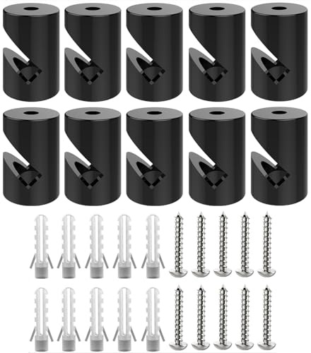 OASHISU 10 x Decentratore a V per Cavi Elettrici da Soffitto, ABS NERO | Decentratore a Soffitto, Decentratore Cavo Elettrico, Decentratore Lampadario, Gancio da Soffitto o Parete, Fermacavo
