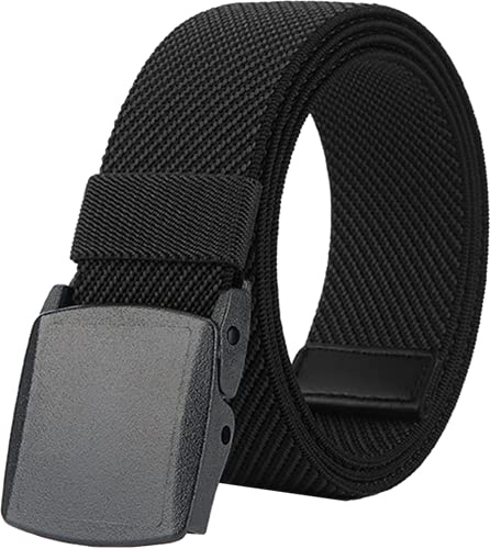LionVII Cinture da Uomo in Elastiche Tela Tessuto con Fibbia in Plastica 130cm (Nero)