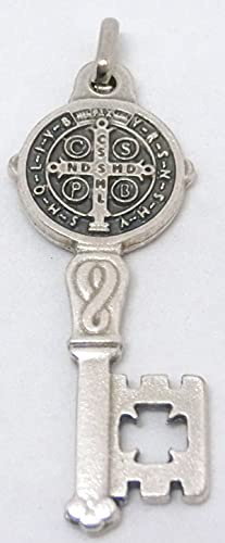 GTBITALY - Medalla con forma de llave de San Benito, Cruz con anillo en plata, medidas 5 cm, modelo n. 60.422.30