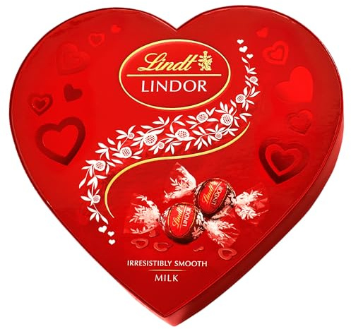 Lindt Lindor Milk Heart Box Chocolate Truffles – 200g Box (Approx. 16 Balls) – Smooth Filling – Gift, Anniversary, Birthday, Congratulations Treat