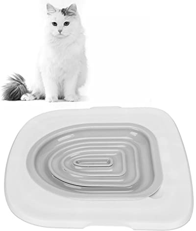 Système de Kit de Dressage pour Chat pour Toilettes (Plateau Blanc, 1 Support Intérieur Gris)