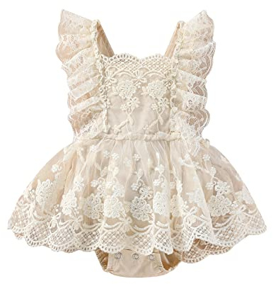 imKutie Baby Girl Romper, Infant Lace Embroidery Ruffle Boho Princess Tulle Dress Half 1st 2nd Birthday Cake Smash Outfits Photoshoot Clothes 0-24 Months