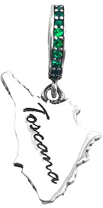 Charm région Toscane Italie souvenir pendentif pendentif en argent 925 - Les Folies pour Pandora, Argent sterling, Zircone cubique