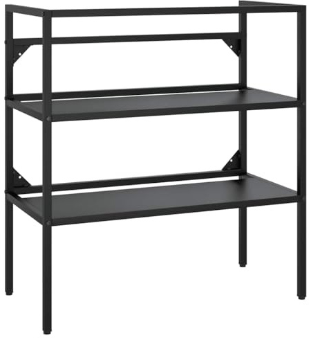 vidaXL Black Iron Bathroom Washbasin Frame - Weather- Powder-Coated Console Sink Stand, Easy-to-Clean, 31.1x15x32.7 Storage Furniture