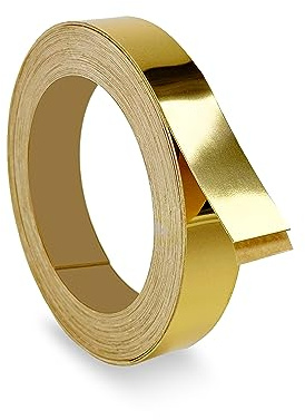 UNMAR Mirror Gold Edge Banding 3/4 inch x 25 ft - Peel and Stick Strong Adhesive, Easy Application - Flexible and Durable Aluminium Look Edge Banding Tape for Furniture Restoration