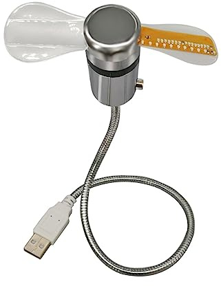 Fenteer ​USB-Schwanenhalsventilator mit Uhr & Temperaturanzeige – Flexibler Mini-Lüfter für Desktop/Büro – Tragbarer LED-Uhrenventilator– Ideal für Sommer, Reisen & Home-Office​