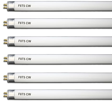 JUSTSWAG Accway (6 Pack) F8T5/CW 4100K 12’’ Linear Fluorescent Light Bulb, 8W Cool White T5 Tube, G5 Mini Bi Pins Base Replacement for Under Cabinet Light, RV, Closet