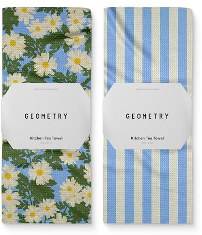 GEOMETRY Spring Kitchen Towels - Quick Dry Microfiber Cloth Spring & Summer Dish Towels for Kitchen Drying - Premium Quick Dry Towel - Daisy Dream, 18 x 30 - 2-Pack