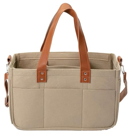 Bolsa de pañales de fieltro, organizador de pañales, bandeja de almacenamiento para habitación infantil de tela de fieltro con asa y compartimento para almacenamiento de viaje para bebés, bandeja de