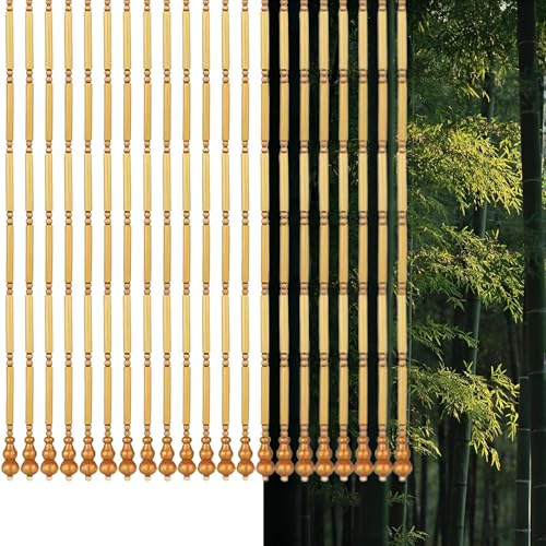 Eiauiuo Perlenvorhang Bambusvorhang Türvorhang Holz Fadenvorhang Raumteiler Dekovorhang Wohnzimmer Balkon Tür Fenster Gegen Fliegengitter Ohne Bohren(Beige,80x215cm(WxH))