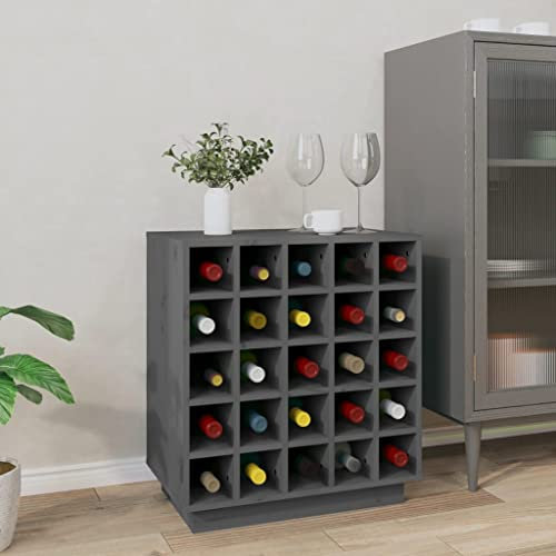 Schränke & Aufbewahrung- Wein- & Spirituosenschränke - Weinschrank Grau 55,5x34x61cm Massivholz Kiefer