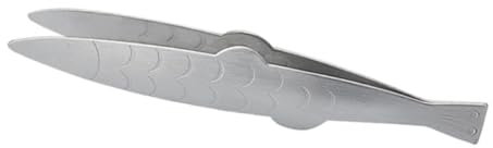 SHOWERORO 3pcs Stainless Steel Fish Shaped Food Clip Fish Bone Tweezer Portable Flat Tweezers for Removing from