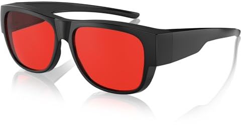 Bloomoak Lunettes à enfiler avec filtre bleu à 99% – Lunettes de nuit ambrées, antireflet pour un meilleur sommeil (Rouge - 100% - Lunettes de vue ajustées, L)