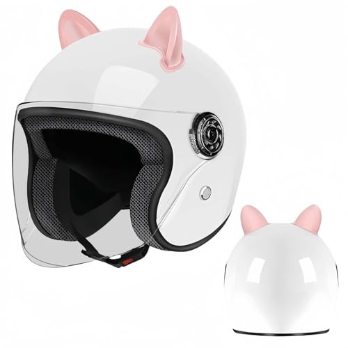 Hjälm Öppen Ansiktshjälm ECE-certifierad termiskt foder gata väg motorcykelhjälm med visir för män kvinnor T, 55–60 cm