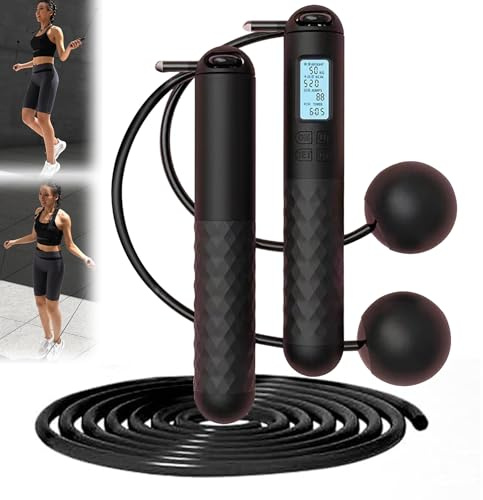 Wireless Skipping Rope with Counter,Ropeless Skipping Rope,Cordless Skipping Ropes for Adults,Weighted Skipping Rope without Rope for Home Workout,2 In 1 Jump Rope with Adjustable Length