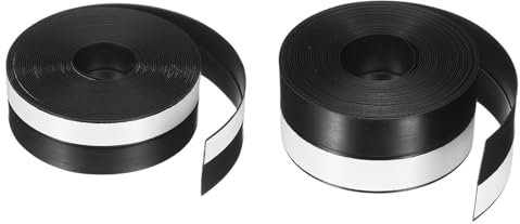 sourcing map 2pcs Weather Stripping Door Seal 16.4ft x 25mm 16.4ft x 35mm TPE Seal Strip for Door Adhesive Tapes Window House Shower Glass Gaps, Black