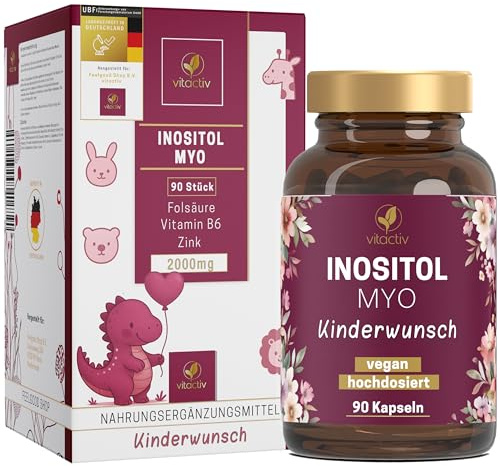 VITACTIV Inositol Myo - B6 Immunsystem & Energiestoffwechsel - 90 Kapseln | Hochdosiert, Vegan. 2000 mg pro Tag. Vitamin B6: normaler Energiestoffwechsel. Folsäure: weniger Müdigkeit. Zink: Zellschutz