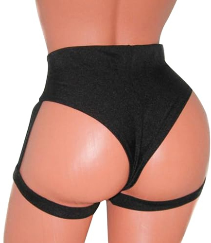 Lingeries Ouverte String élastique pour Pole Dance pour Femme, vêtement de Forme Sexy et Sculptant Ensemble Sexy Hot (Black, XXL)