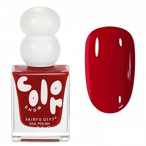 Red Nail Polish - Quick Drying Shine Cherry Red Nail Varnish - Shiny Bright red High Glossy &Long Lasting Nail Paint - ail Art DIY Home Manicure Gift for Women No UV Lamp