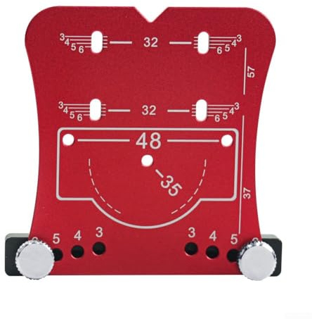 Zilimontt Aluminum Cabinet Door Hinge Template 35mm Drill Guide Marking Jig Tool With Alignment Bar for Concealed Hinges Installation (Red)