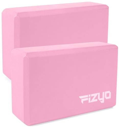 Fizyo Bloques de Yoga Antideslizantes de Espuma EVA – Set de 2 Cubos para Yoga, Pilates, Estiramientos y Meditación, Soporte de Fitness, Alta Densidad, (Rosa)
